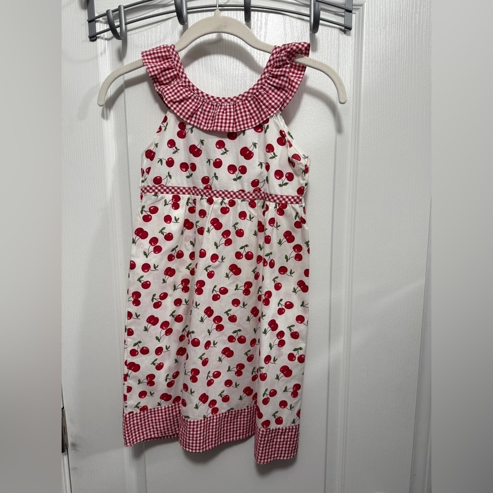 New Horizons Sundress Blueberry Boulevard Cherries & Gingham Print Girls Sz‎ 7